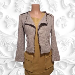 Loft Women’s Taupe Tweed Open-Front Jacket